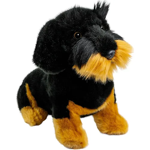 Carl Dick Rauhaardackel sitzend Schwarz - 30 cm