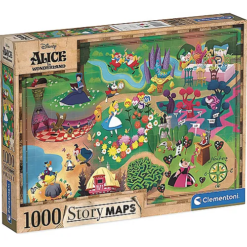 Clementoni Puzzle Story Maps Alice im Wundeland (1000Teile)