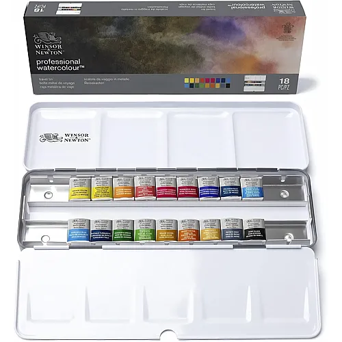 Winsor & Newton W&n Prof. Water Colour Metall-reisekasten 18 Halbe N�pfe