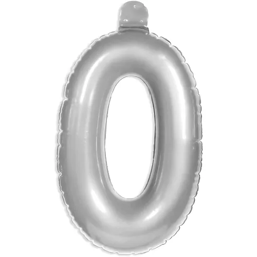 Folat Zahlenballon 0 Silber
