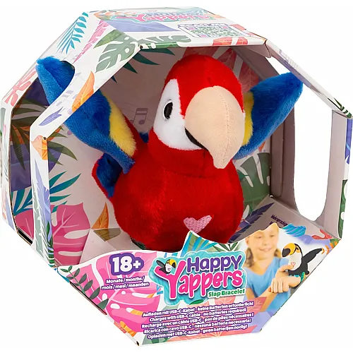Happy Yappers Roter Papagei interakiver Pl�schvogel (15cm)
