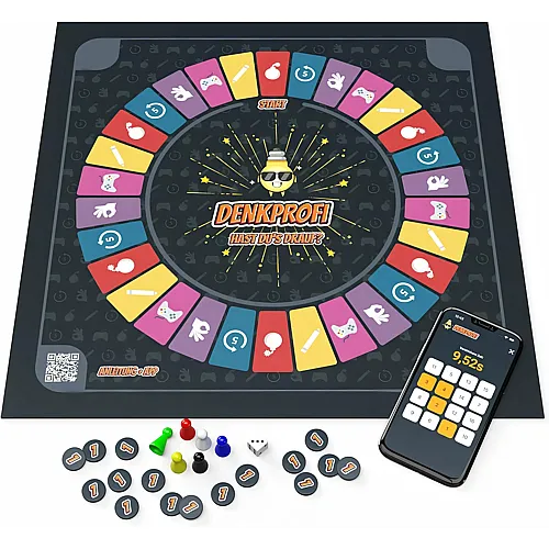 Denkprofi - Das Brettspiel mit App, interaktives Quiz-, Wissens- und Familienspiel