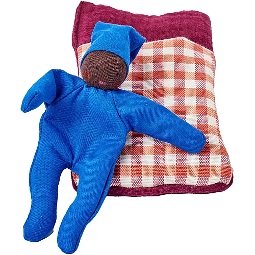 Baby mit Schlafsack Karo Rot - 12,5 cm