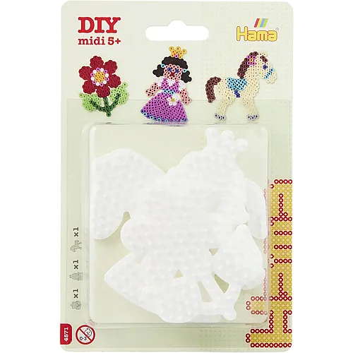 Hama Midi B�gelperlen Stiftplatte Prinzessin, Blume & Pony