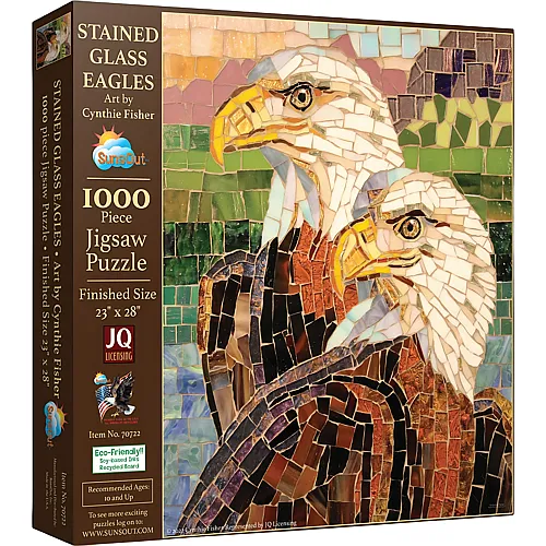 SunsOut Puzzle Cynthie Fisher Stained Glass Eagles - 1000 Teile