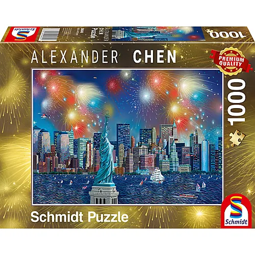 Schmidt Puzzle Freiheitsstatue mit Feuerwerk (1000Teile)