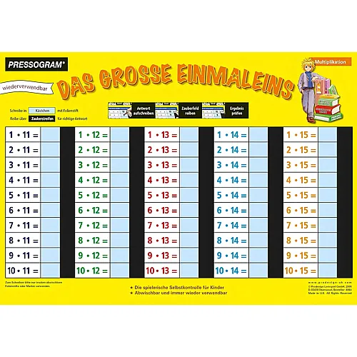 Hagemann Zaubertafel Mathematik - Grosses 1 x 1 | Rechen-Tafel mit Selbstkontrolle zum spielerischen Lernen und �ben von