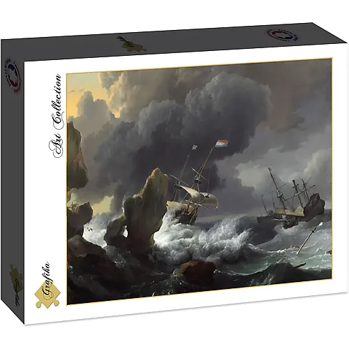 Grafika Puzzle Art Collection Ludolf Backhuysen: Ships in Distress off a Rocky Coast - 2000 Teile