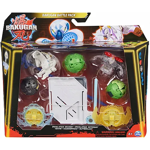 Spin Master Bakugan Battle Pack Octogan, Ventri, Hammerhead, Butterclaw