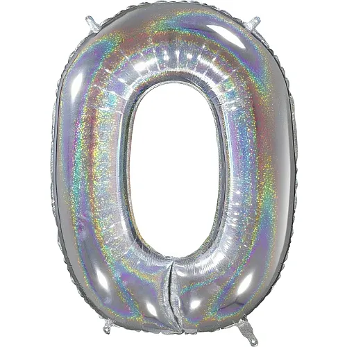 Grabo Megaloons Folienballon Zahl 0 holographic silber - 66 cm