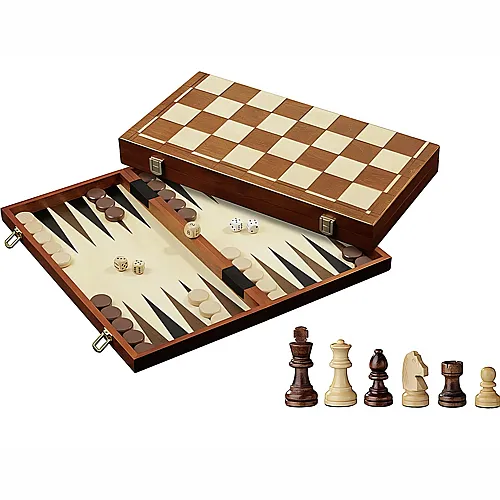 Philos Spiele Schach-Backgammon-Dame-Set (45mm)