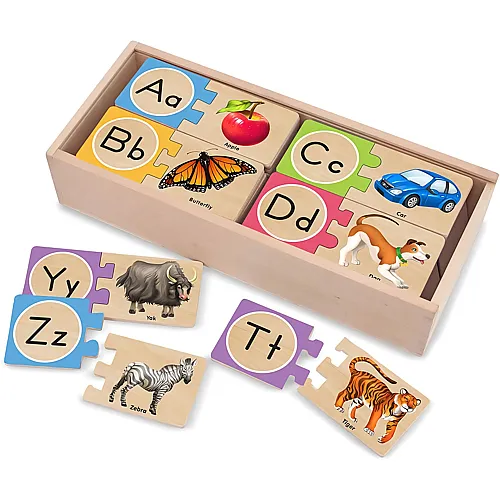 Puzzlekarten aus Holz - englisches Alphabet - English