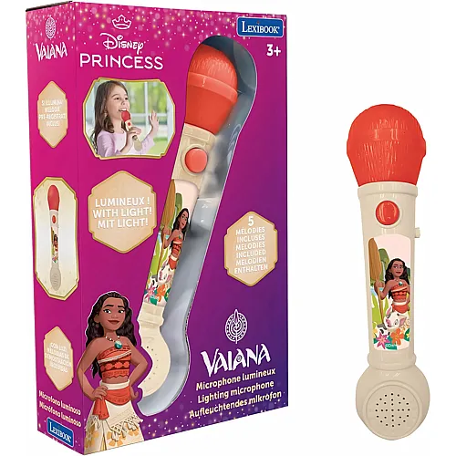 Lexibook Vaiana, Leuchtendes Mikrofon f�r Kinder, musikalisches Spielzeug, integrierter Lautsprecher, Lichteffekte