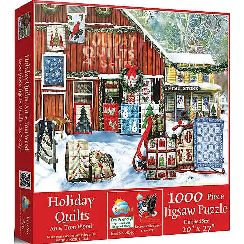 SunsOut Puzzle Tom Wood Holiday Quilts (1000Teile)