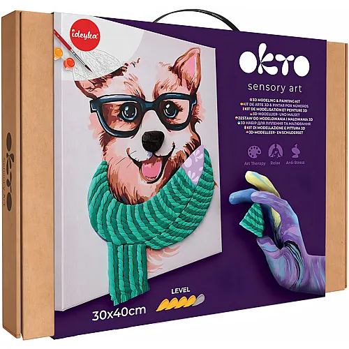 Okto 3D Modellier- und Malset Fashion Dog auf Leinwand