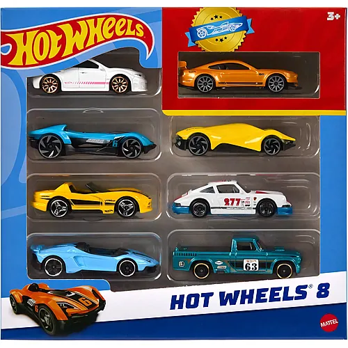 Hot Wheels 8 Basic-Spielzeugautos und Trucks - 1:64
