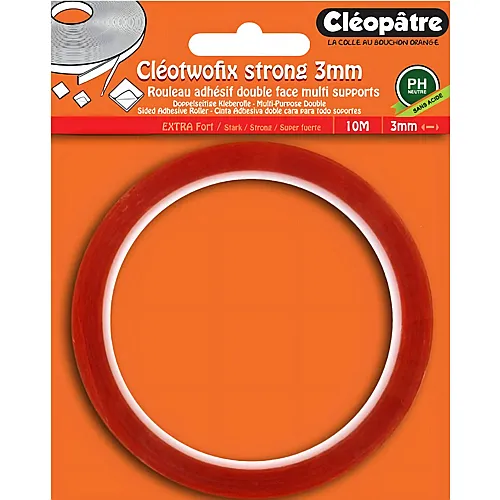 Cleopatre Cleotwofix � Doppelseitige Kleberolle Extra Stark (3mmx10m)
