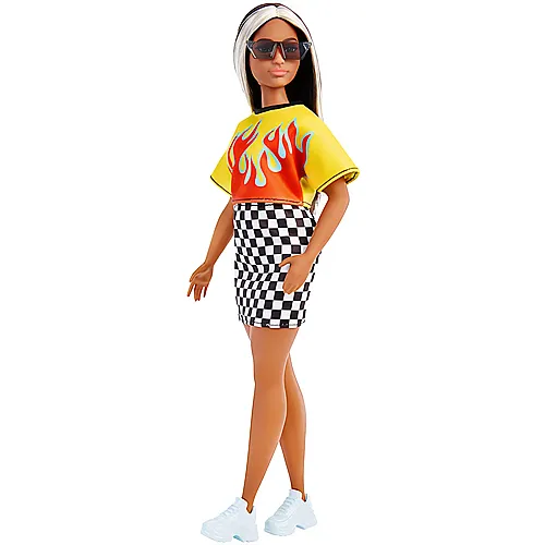 Barbie Fashionistas Puppe mit Flamin Top & kariertem Rock