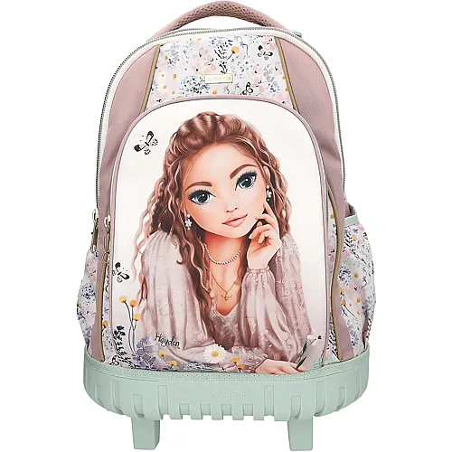 Depesche Top Model Summer Feeling - Schulrucksack Trolley in Rosa und Gr�n, mit Model Motiv und Blumen Muster, Schultasche