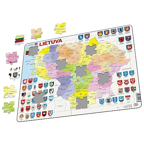 Larsen Puzzle Karte von Litauen (auf Litauisch) - 70 Teile