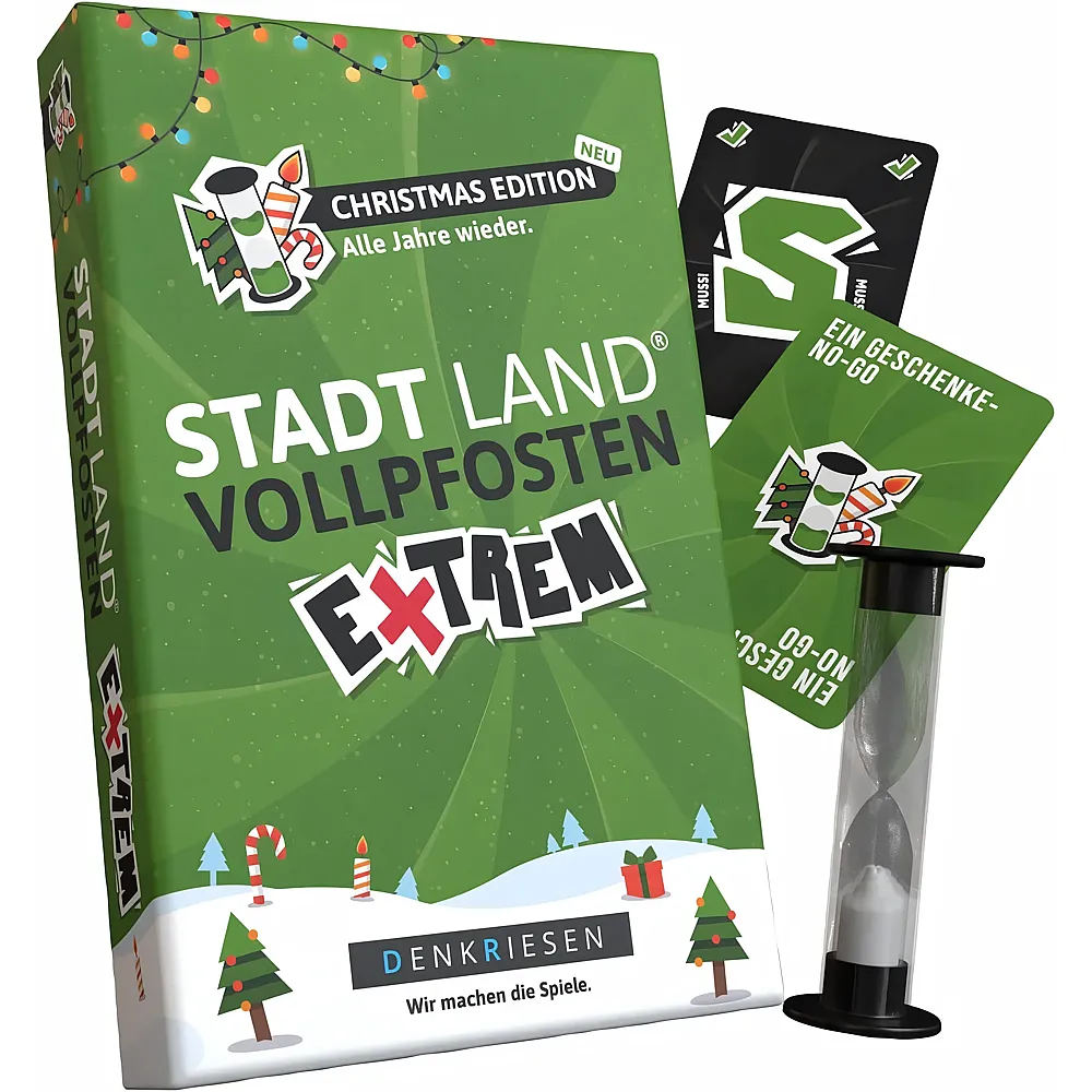 meinspielzeug - Denkriesen Stadt Land Vollpfosten Extrem Christmas Edition - Deutsch | Kartenspiele