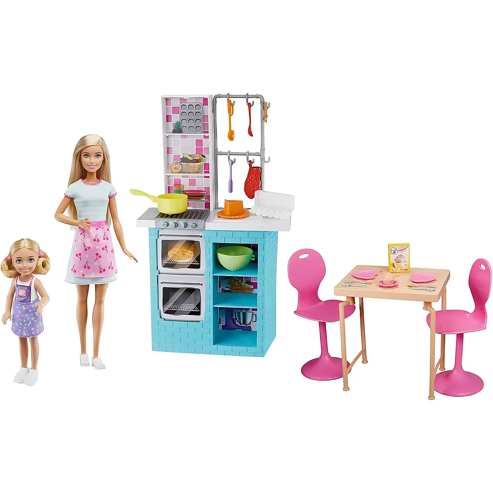 Schwestern Backspielset mit Barbie-Puppe & Chelsea-Puppe