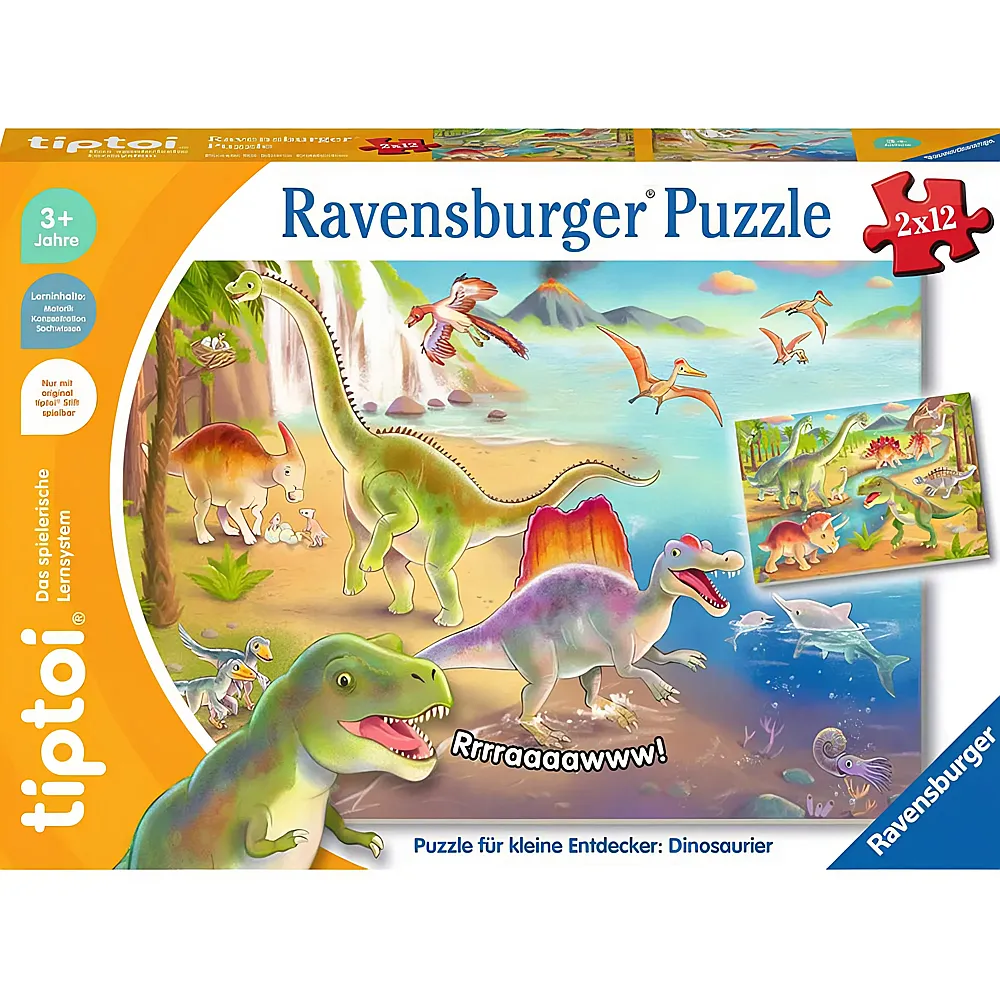 Ravensburger tiptoi Puzzle fr kleine Entdecker: Dinosaurier 2x12