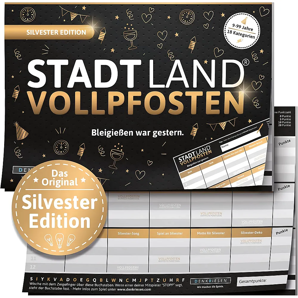 Denkriesen Stadt Land Vollpfosten Silvester Edition - Bleigiessen war gestern.