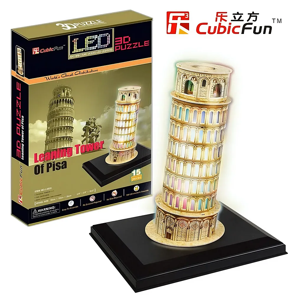 Cubic Fun Puzzle 3D Pisa Tower mit LED - 15 Teile