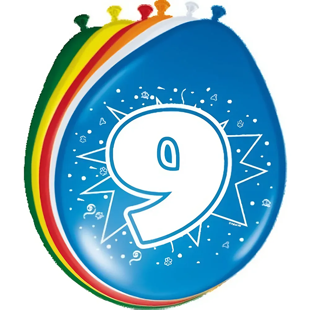 Folat Zahlenballons 9 Jahre - 8 Teile