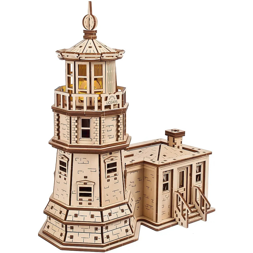Ugears Split Rock Lighthouse mit LED-Nachtlicht - 295 Teile