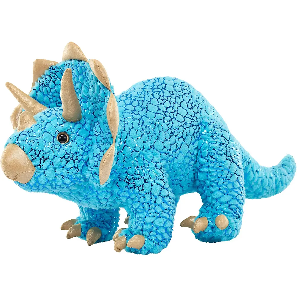 Wild Republic Prehistoric Foilkins Triceratops Blau - 30 cm - Dinosaurier Pl�sch