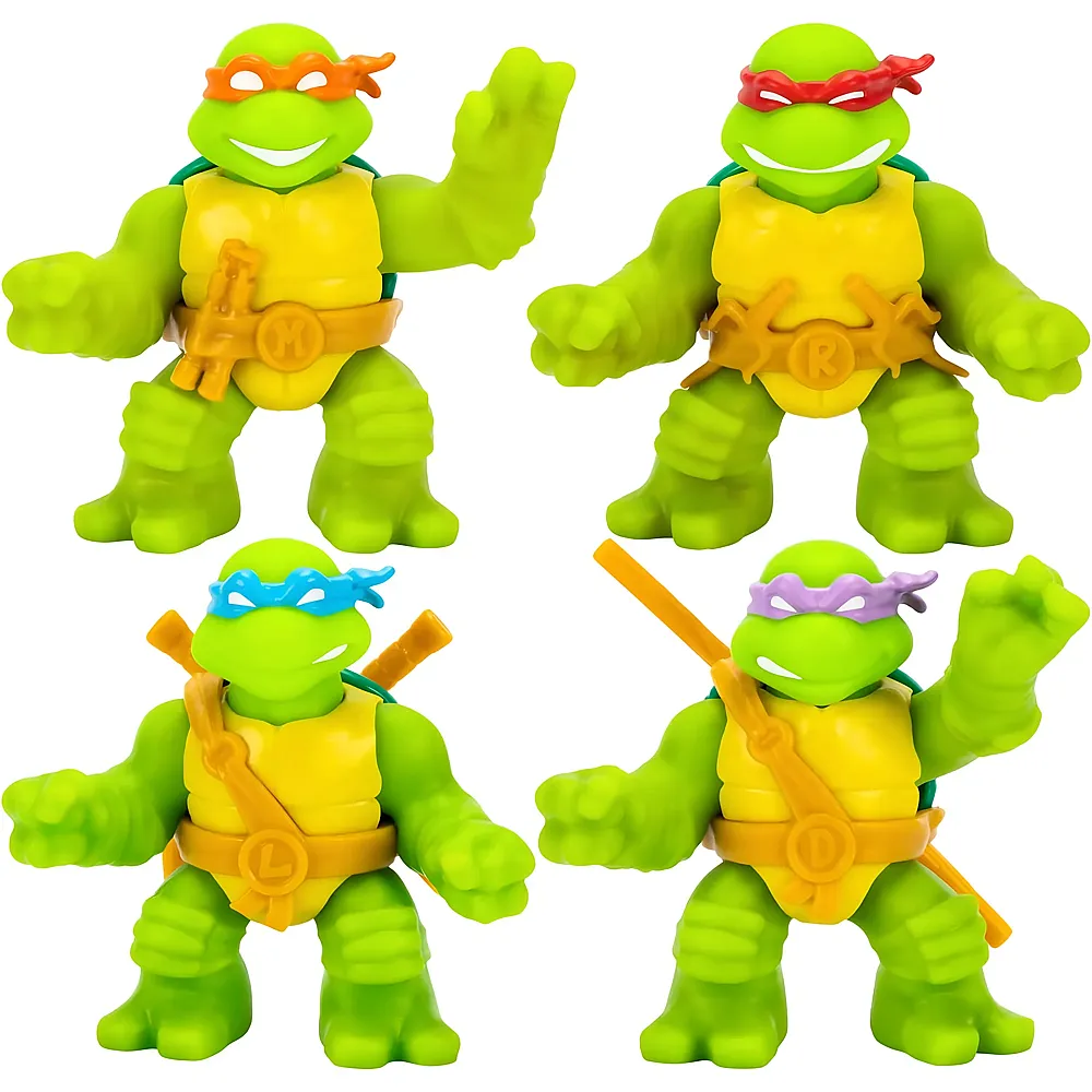 Moose Toys Heroes of Goo Jit Zu Teenage Mutant Ninja Turtles, Super Oozy Spielzeugfiguren, klassischer Donatello, klassischer Michelangelo, klassischer Leonardo und klassischer Raphael, mit verschiedenfarbigen