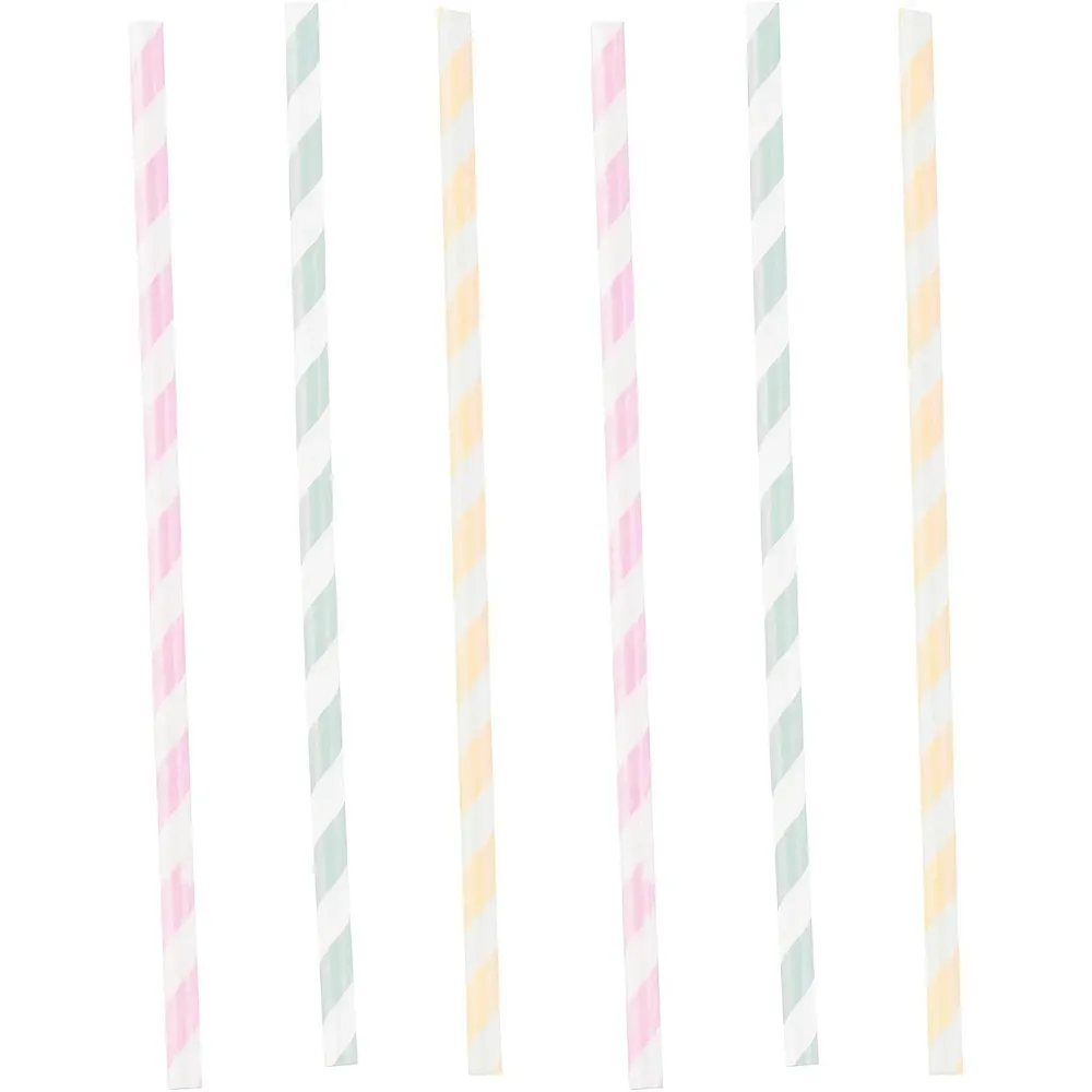 Amscan Papier-Trinkhalme Happy Birthday Pastel 12Teile | Kindergeburtstag