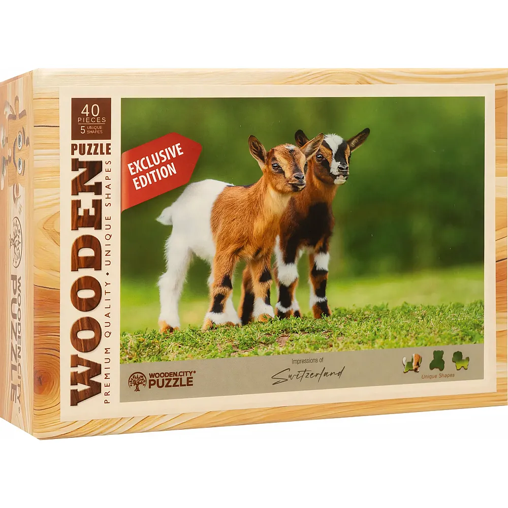 Wooden City Mini-Puzzle Holz Zicklein