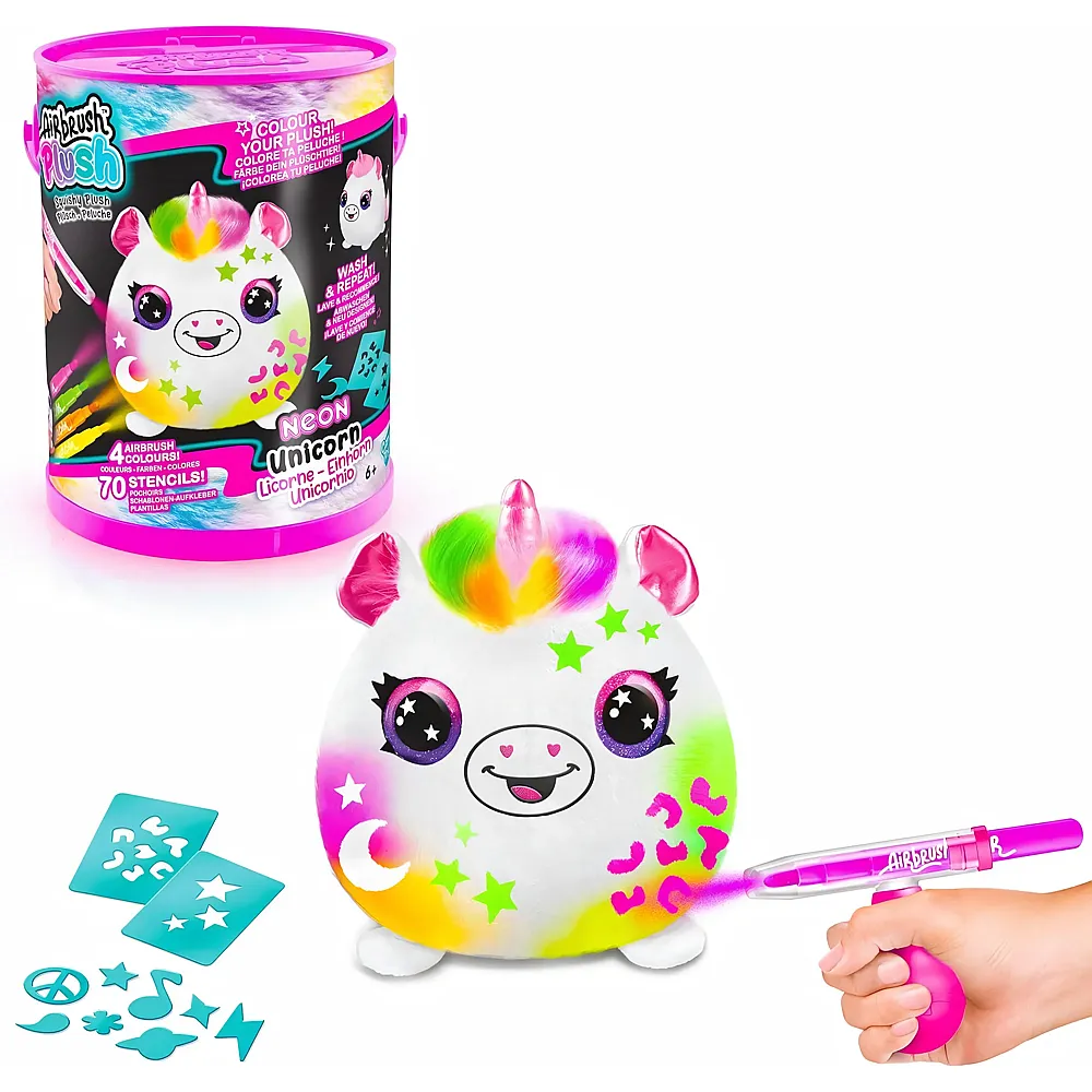 Canal Toys Airbrush Plush Neon Squish Pals Paint Can