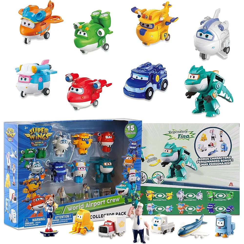 Alpha Toys Super Wings Transform-a-Bots World Airport Crew 15Teile