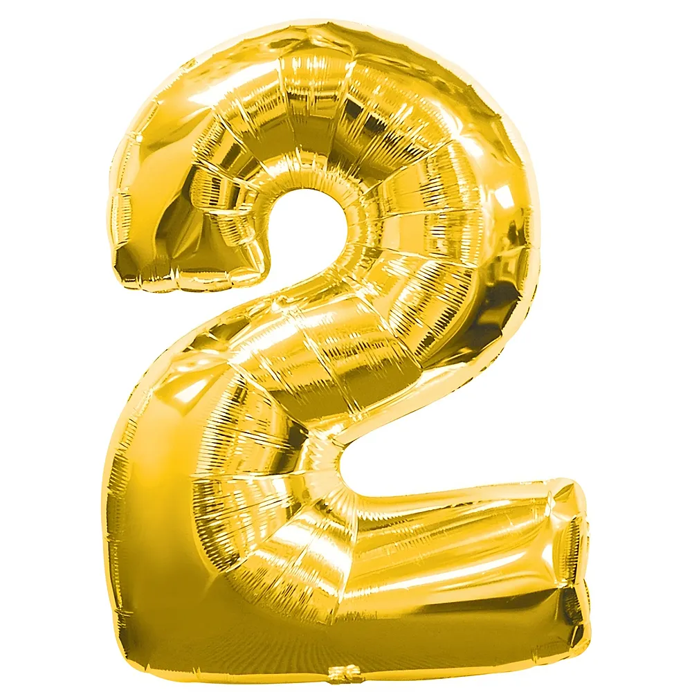 Amscan Zahlen Gold Folienballon Nummer 2 Gold 86cm | Kindergeburtstag
