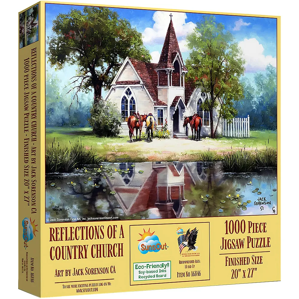 SunsOut Puzzle Jack Sorenson Spiegelbild einer Dorfkirche - 1000 Teile