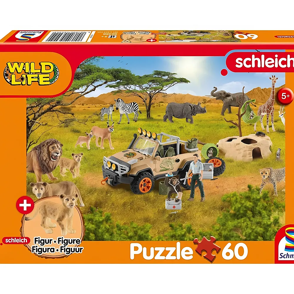 Schmidt Puzzle Schleich Wild Life in der Sarvanne inkl. Figur 60Teile