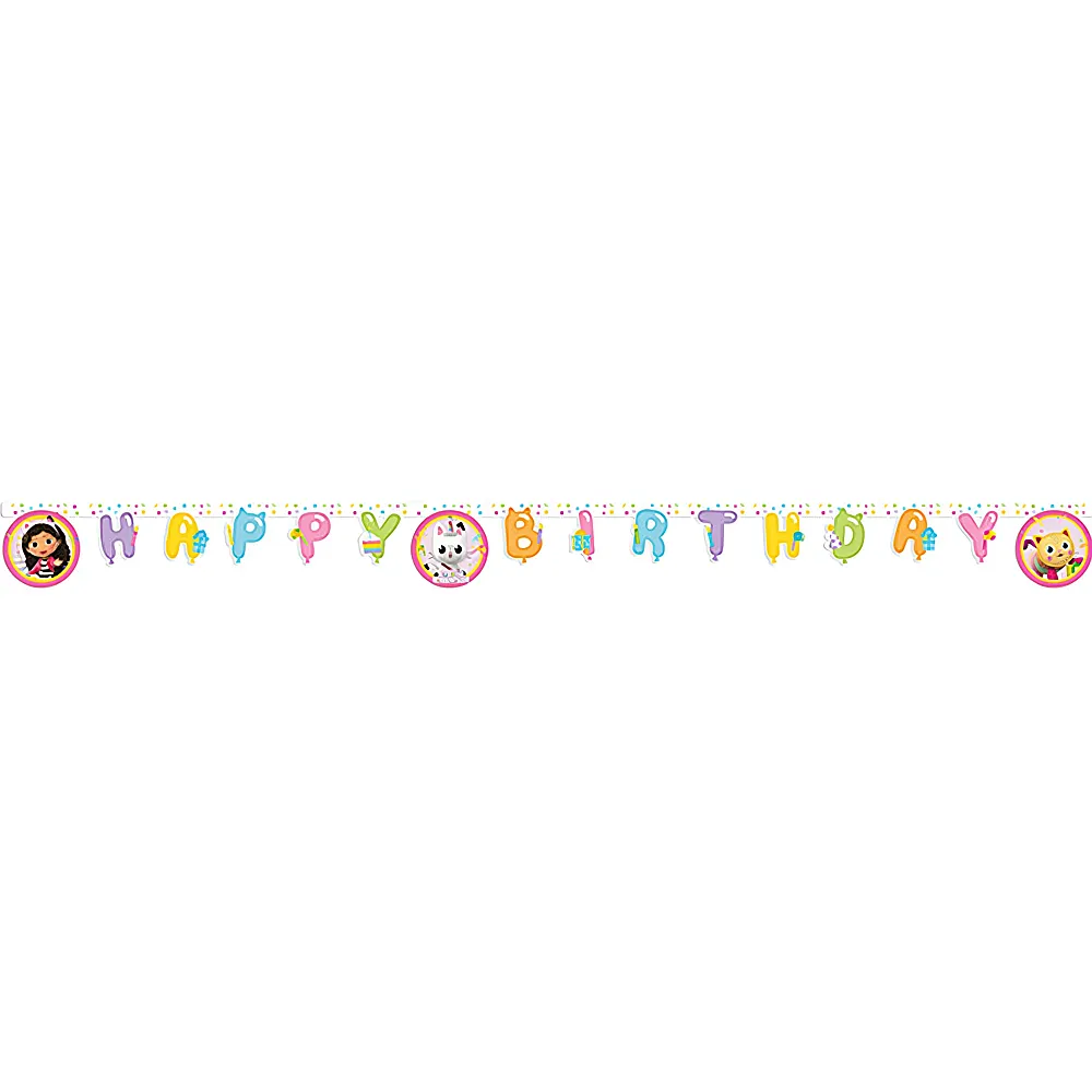 Procos Gabby's Dollhouse Banner Happy Birthday | Kindergeburtstag