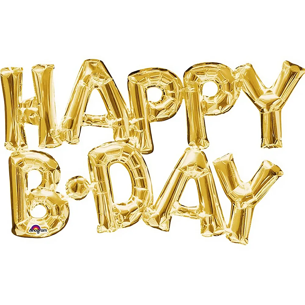 Amscan Folienballon Happy Birthday Gold 76x48cm | Kindergeburtstag