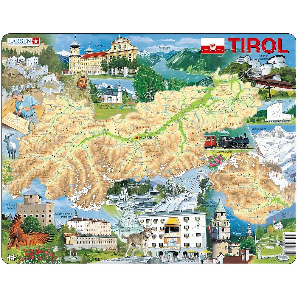 Larsen Puzzle Carte du Tyrol - 66 pi�ces