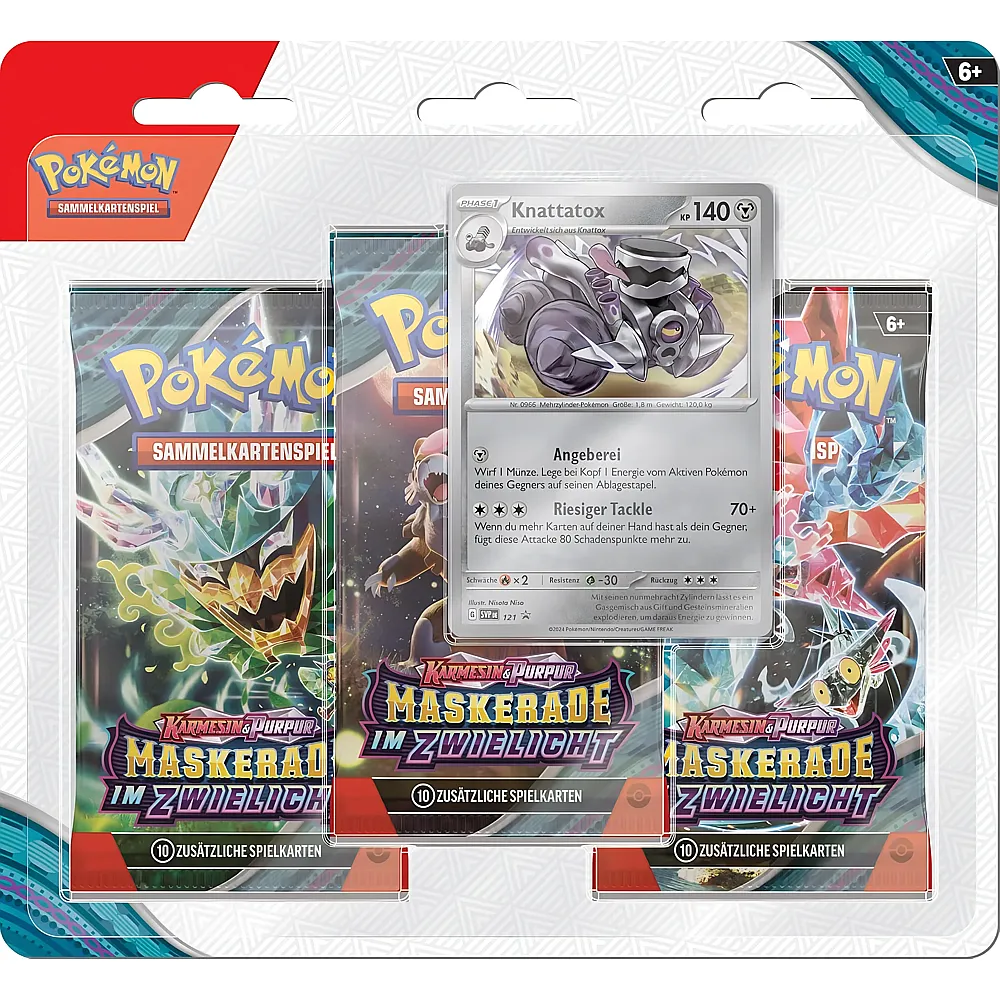 Pok�mon TCG Karmesin & Purpur Pok�mon 3er-Pack-Blister - Maskerade im Zwielicht: Knattatox - Deutsch