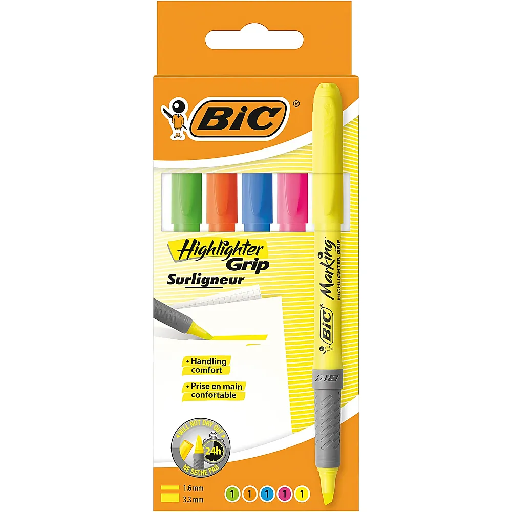 BIC Highlighter Grip Leuchtstift - 5 Teile