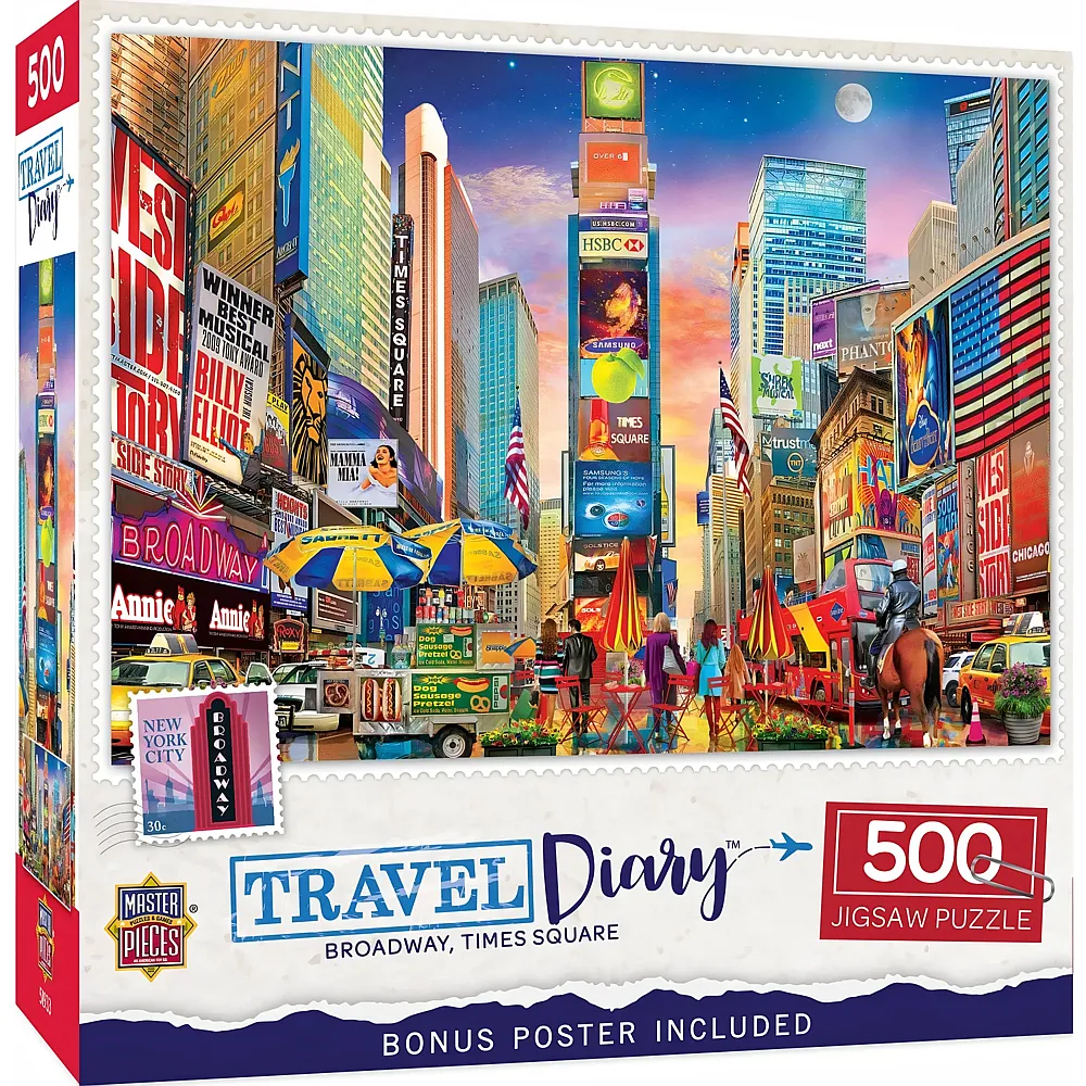 Master Pieces Puzzle Travel Diary Broadway, Times Square - 500 Teile