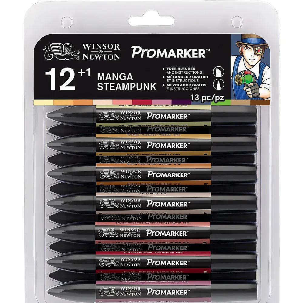Winsor & Newton W&n Promarker 12+1 Set Manga Steampunk