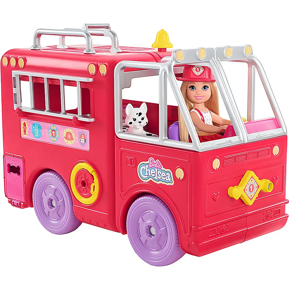 Barbie Fahrzeuge Feuerwehrauto mit Chelsea Puppe