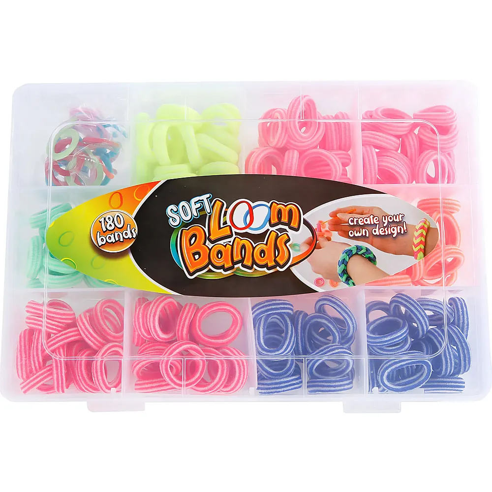 Kids Globe Soft Loom Bands Set K�fferchen - 180 Teile | Schmuck Bastelset