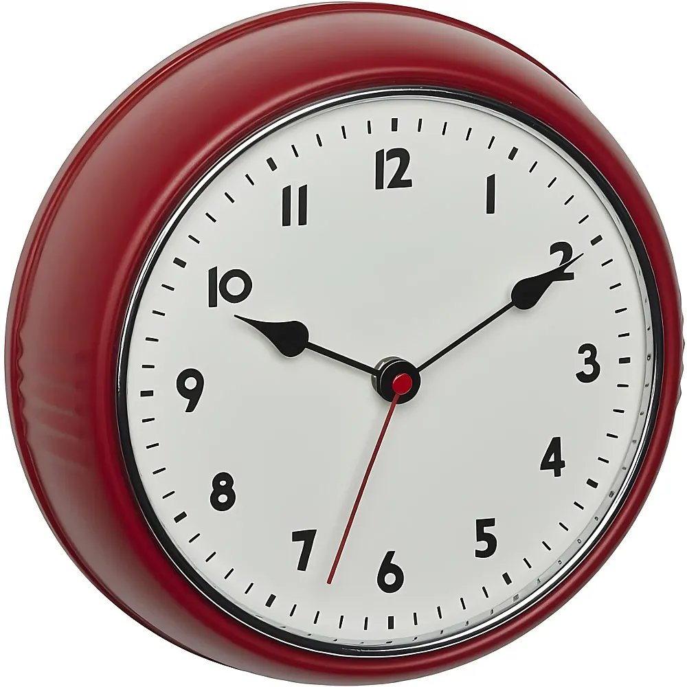 TFA Dostmann Vintage Funk-Wanduhr Rot -  27 cm